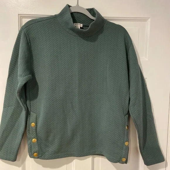 J. Crew Herringbone Quilted Mockneck Sweatshirt – Sage Green – Size Small - Picture 2 of 9
